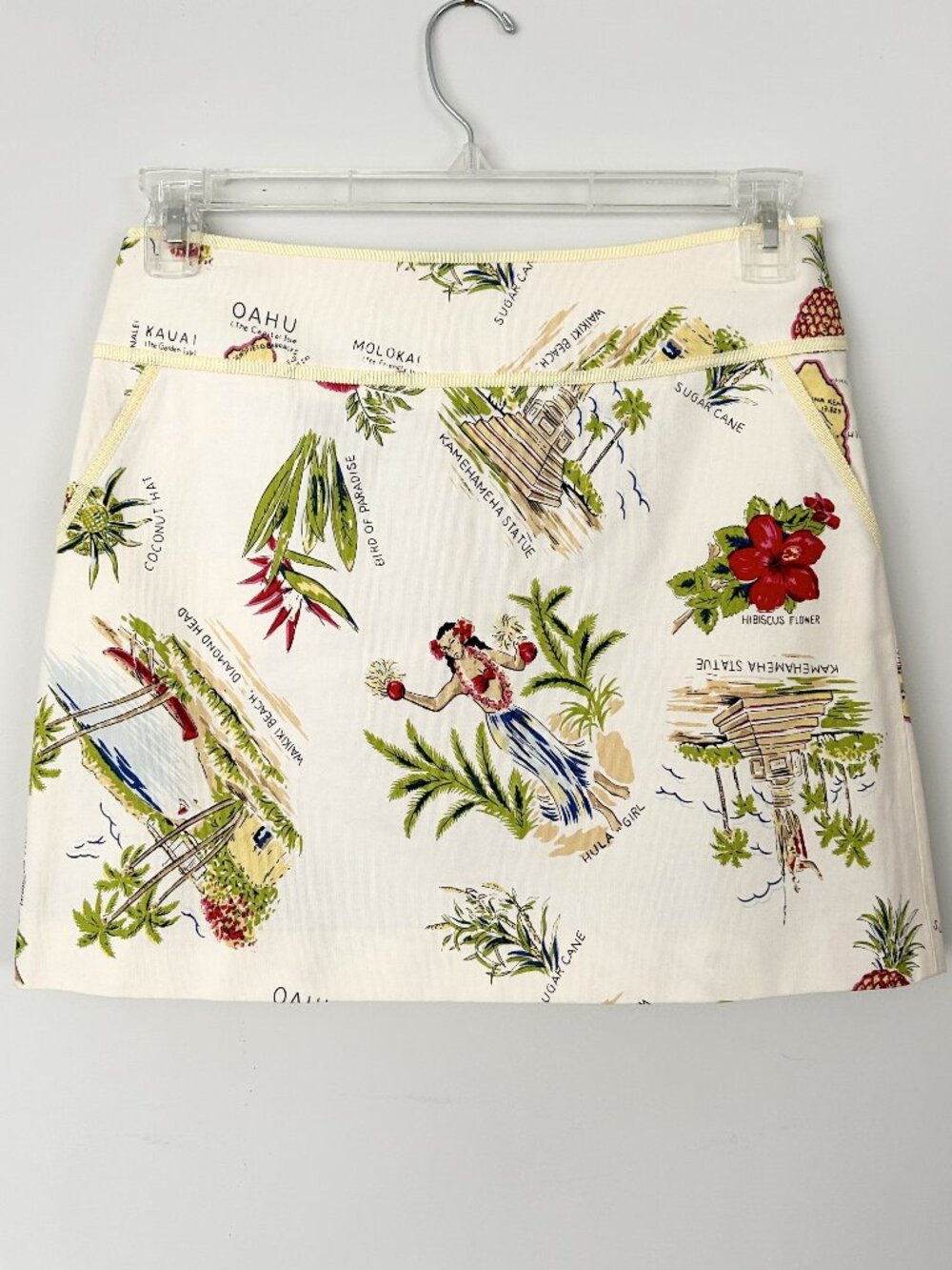 J CREW Hawaiian Mini Skirt Cotton Pockets Tropical Island Resort Vacation Size 4